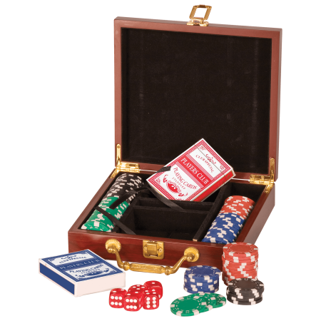 Rosewood Finish 100 Chip Poker Set