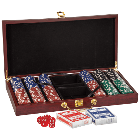 Rosewood Finish 300 Chip Poker Set