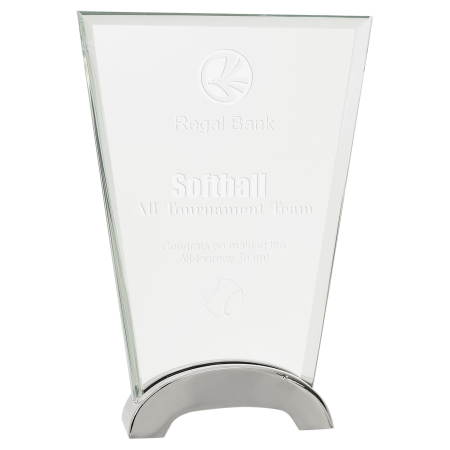 7 1/2" Fan Platinum Glass with Arch Metal Base