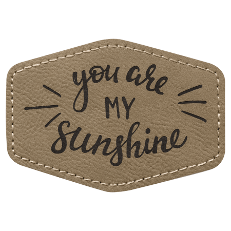 3 1/2" x 2 1/2" Hex Laserable Leatherette Patch with Adhesive