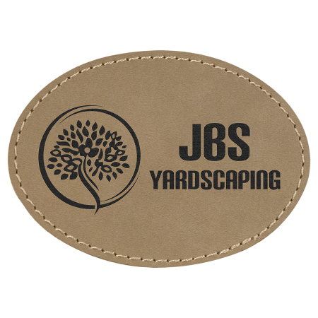 3 1/2" x 2 1/2" Laserable Leatherette Oval Patch with Adhesive