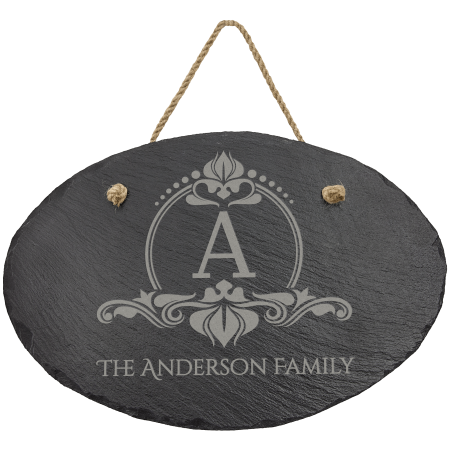 11 3/4" x 7 3/4" Oval Slate Decor with Hanger String