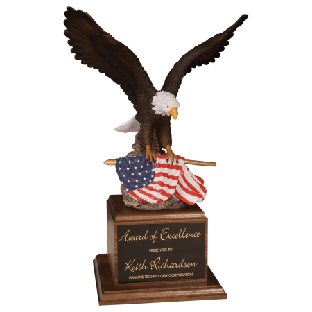 Hand Painted Eagle on a Genuine Walnut Base