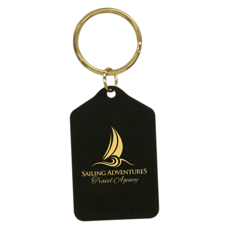 1 1/2" x 2 1/2" Black Tablet Brass Keychain