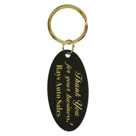 1 1/4" x 2 1/2" Black Oval Brass Keychain