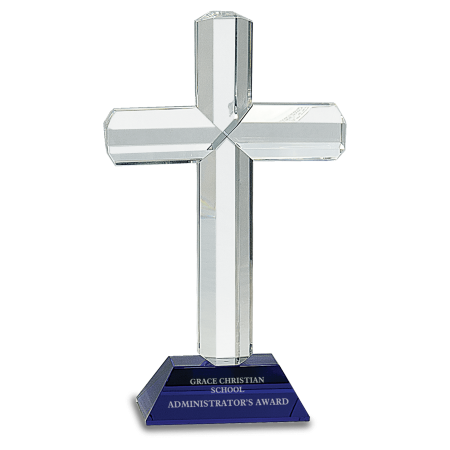 8 1/2" Crystal Cross on Pedestal Base