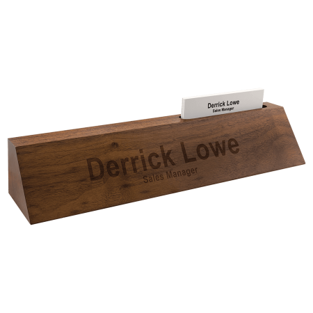 10" Genuine Walnut Desk Wedge with Business Card Holder