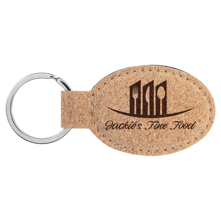 3" x 1 3/4" Cork Oval Keychain