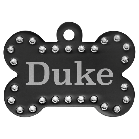 1 1/2" x 1" Laserable Anodized Aluminum Swarovski Bling Bone with Tab