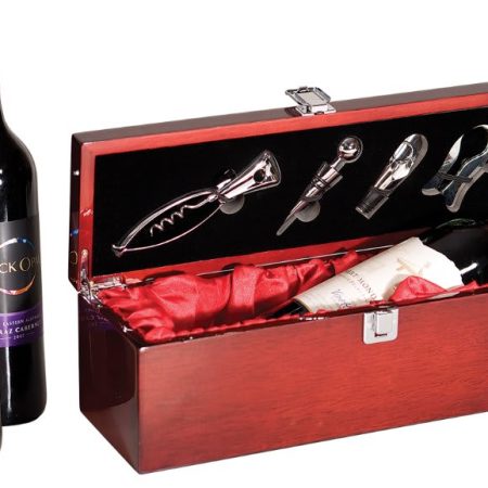 Rosewood Piano Finish Single Wine Box with Tools